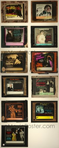 5m0554 LOT OF 11 GLASS SLIDES IN MUCH LESSER CONDITION 1920s great images from silent movies!