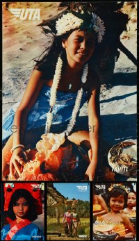 5m0732 LOT OF 4 UTA FRENCH TRAVEL POSTERS 1970s advertising Tahiti, Singapore & Indonesia!