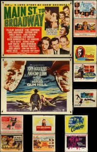 5m0682 LOT OF 13 UNFOLDED & FORMERLY FOLDED MOSTLY 1950S HALF-SHEETS 1950s a variety of movie images!