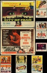 5m0680 LOT OF 15 UNFOLDED & FORMERLY FOLDED MOSTLY 1950S HALF-SHEETS 1950s a variety of movie images!