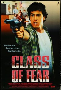 5m0953 LOT OF 5 UNFOLDED SINGLE-SIDED CLASS OF FEAR ONE-SHEETS 1990 Noah Blake pointing gun!