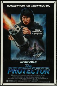 5m0828 LOT OF 10 UNFOLDED SINGLE-SIDED 27X41 PROTECTOR ONE-SHEETS 1985 art of Jackie Chan w/gun!