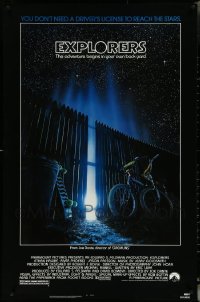 5m0867 LOT OF 8 UNFOLDED SINGLE-SIDED EXPLORERS ONE-SHEETS 1985 Joe Dante sci-fi, reach the stars!