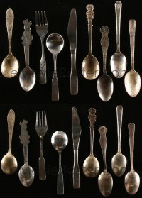 5m0108 LOT OF 9 SILVERWARE 1930s-1960s Mickey Mouse, Pluto, New York World's Fair, Campbell's Soup