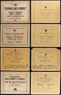 5m0288 LOT OF 8 PARAMOUNT MACK SENNETT TRUE TITLE CARDS 1910s Ben Turpin, Chester Conklin & more!