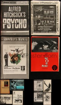 5m0064 LOT OF 12 LAMINATED UNCUT & CUT ALFRED HITCHCOCK PRESSBOOKS 1940s-1960s Psycho, Birds & more