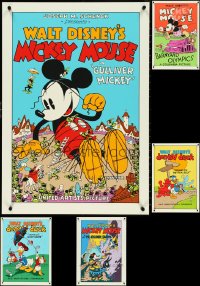 5m0729 LOT OF 5 UNFOLDED 1980S WALT DISNEY ART PRINTS 1980s Mickey Mouse, Donald Duck & more!
