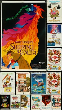 5m0196 LOT OF 16 FOLDED WALT DISNEY ONE-SHEETS 1960s-1970s from animated & live action movies!