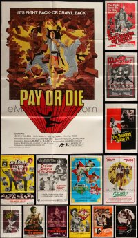 5m0195 LOT OF 17 FOLDED KUNG FU ONE-SHEETS 1970s a variety of images from martial arts movies!