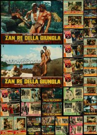 5m0714 LOT OF 43 FORMERLY FOLDED ITALIAN 19X27 PHOTOBUSTAS 1960s a variety of cool movie scenes!