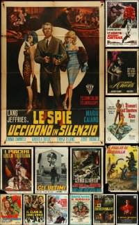 5m0088 LOT OF 17 FOLDED ITALIAN ONE-PANELS WITH EXTRA FOLD 1960s-1980s a variety of movie images!