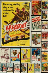5m0170 LOT OF 37 FOLDED MOSTLY 1950S ONE-SHEETS 1950s great images from a variety of different movies!