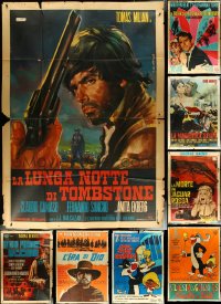 5m0031 LOT OF 11 FOLDED GLUED TOGETHER ITALIAN TWO-PANELS 1960s a variety of cool movie images!
