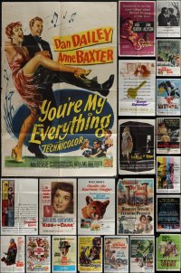 5m0138 LOT OF 89 FOLDED ONE-SHEETS 1940s-1970s great images from a variety of different movies!