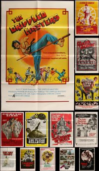 5m0198 LOT OF 15 FOLDED KUNG FU ONE-SHEETS 1970s a variety of images from martial arts movies!