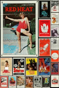 5m0070 LOT OF 57 TRI-FOLDED SEXPLOITATION ONE-SHEETS 1970s-1980s sexy images with some nudity!