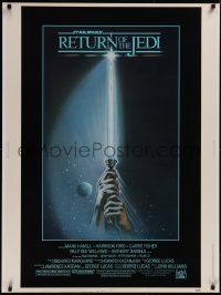5p0271 RETURN OF THE JEDI 30x40 1983 George Lucas, art of hands holding lightsaber by Tim Reamer!