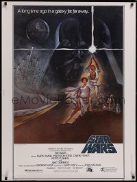 5p0268 STAR WARS style A 30x40 1977 George Lucas, Tom Jung art of giant Vader over Luke & Leia!