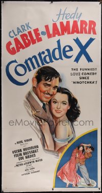 5p0409 COMRADE X linen style B 3sh 1940 sexy Communist Hedy Lamarr & Clark Gable, ultra rare!