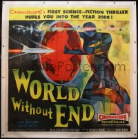 5p0408 WORLD WITHOUT END linen 6sh 1956 CinemaScope's first sci-fi thriller, incredible art, rare!