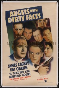 5p0429 ANGELS WITH DIRTY FACES linen 1sh 1938 James Cagney, Pat O'Brien & Dead End Kids, very rare!