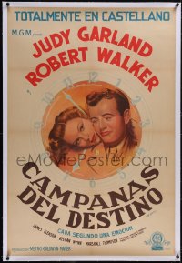 5p0876 CLOCK linen Argentinean 1945 great art of pretty Judy Garland & Robert Walker, very rare!