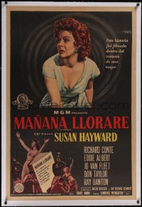 5p0883 I'LL CRY TOMORROW linen Argentinean 1955 art of Susan Hayward as Lillian Roth, ultra rare!