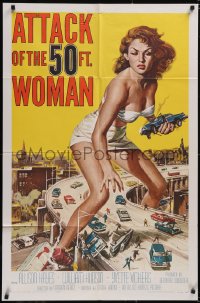 5p0131 ATTACK OF THE 50 FT WOMAN 1sh 1958 classic Reynold Brown art, great unrestored condition!