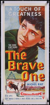 5p1105 BRAVE ONE linen Aust daybill 1956 Irving Rapper directed western, written by Dalton Trumbo!