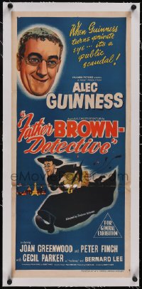 5p1109 DETECTIVE linen Aust daybill 1954 different art of Guinness as Father Brown, very rare!