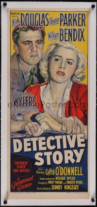 5p1110 DETECTIVE STORY linen Aust daybill 1951 Richardson Studio art of Kirk Douglas & Parker, rare!
