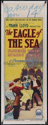 5p1067 EAGLE OF THE SEA linen long Aust daybill 1926 Cortez & Vidor by Richardson Studio, ultra rare!