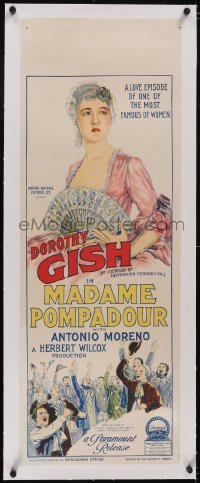 5p1078 MADAME POMPADOUR linen long Aust daybill 1927 Richardson Studio art of Dorothy Gish, rare!