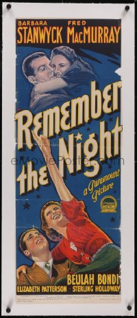 5p1089 REMEMBER THE NIGHT linen long Aust daybill 1940 Sturges, Stanwyck, MacMurray, Richardson Studio