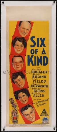 5p1091 SIX OF A KIND linen long Aust daybill 1934 Fields, Burns & Allen, Richardson Studio art!