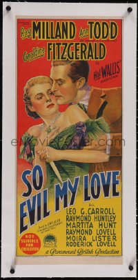 5p1132 SO EVIL MY LOVE linen Aust daybill 1948 Richardson Studio art of Ray Milland & sexy Ann Todd!