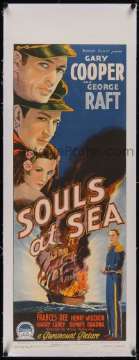 5p1092 SOULS AT SEA linen long Aust daybill 1937 Gary Cooper, Raft, Dee, Richardson Studio, rare!