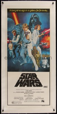 5p1136 STAR WARS linen Aust daybill 1977 George Lucas classic, great art by Tom William Chantrell!
