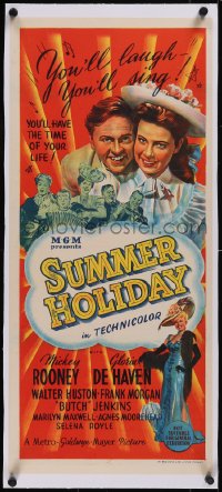5p1137 SUMMER HOLIDAY linen Aust daybill 1947 Mickey Rooney, Butch Jenkins, Morgan & family, rare!
