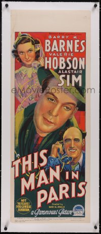 5p1095 THIS MAN IN PARIS linen long Aust daybill 1940 Richardson Studio art of Sim, Hobson & Barnes!