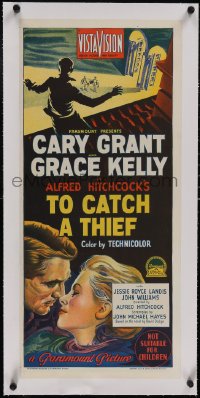 5p1140 TO CATCH A THIEF linen Aust daybill 1955 Kelly, Grant, Hitchcock, Richardson Studio art, rare!
