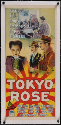 5p1141 TOKYO ROSE linen Aust daybill 1946 Richardson studio art of Japanese traitress in WWII, rare!