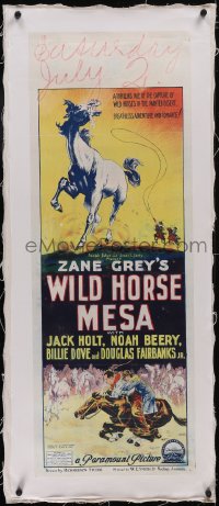 5p1098 WILD HORSE MESA linen long Aust daybill 1925 Zane Grey, Dove, Beery, Fairbanks, Holt, rare!
