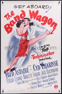 5p0434 BAND WAGON linen 1sh R1963 great artwork of Fred Astaire & sexy Cyd Charisse dancing!