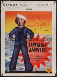 5p0804 CAPTAIN JANUARY linen pre-war Belgian 1937 full-length image of cutest sailor Shirley Temple!