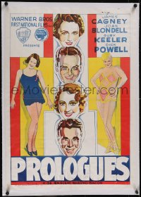 5p0806 FOOTLIGHT PARADE linen pre-war Belgian 1934 art of Cagney, Blondell, Keeler & Powell, rare!