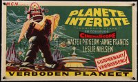 5p1276 FORBIDDEN PLANET linen Belgian 1956 great art of Robby the Robot carrying Anne Francis, rare!