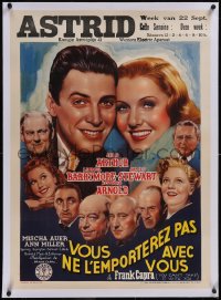 5p0807 YOU CAN'T TAKE IT WITH YOU linen pre-war Belgian 1938 Capra, best image of Arthur, Stewart & cast!