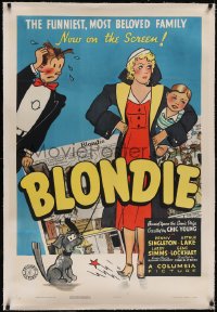 5p0441 BLONDIE linen 1sh 1939 great full Chic Young cartoon art, first in the series, very rare!
