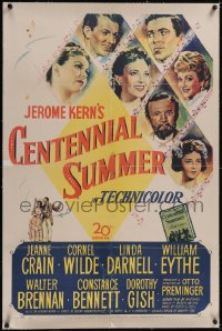 5p0454 CENTENNIAL SUMMER linen 1sh 1946 cool art of Jeanne Crain, Cornel Wilde, Linda Darnell & cast!